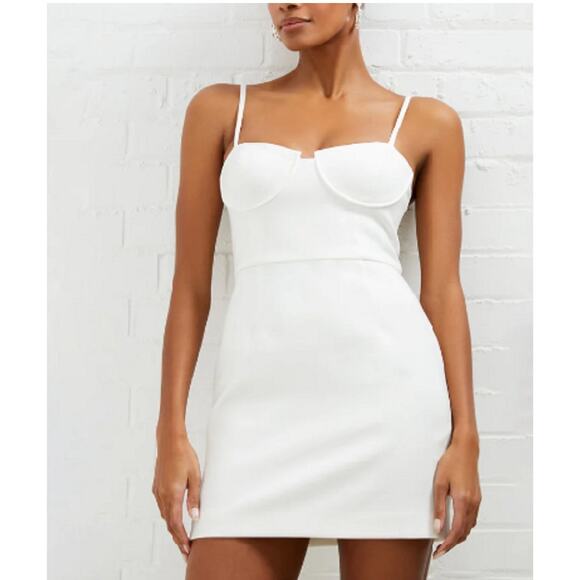 French Connection Womens Whisper Corset Neckline Dress in Summer White. Size 10 - Picture 1 of 6